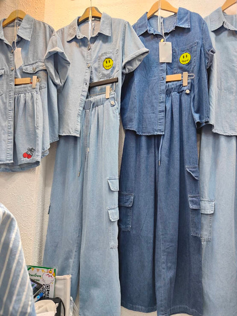 Casual Denim Long Co-Ord Sets